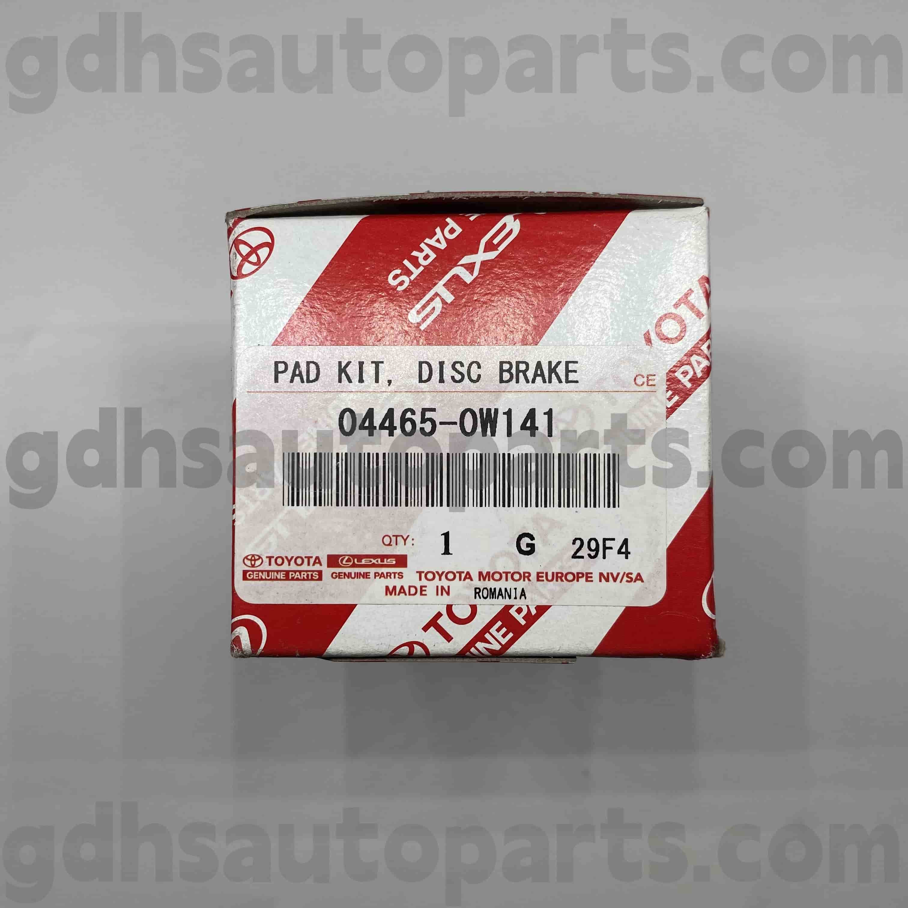 04465-0W141 Toyota ehtsad osad esiosa piduriklotsid Priusele, Lexus CT200H šassii nr. Zvw30..eur