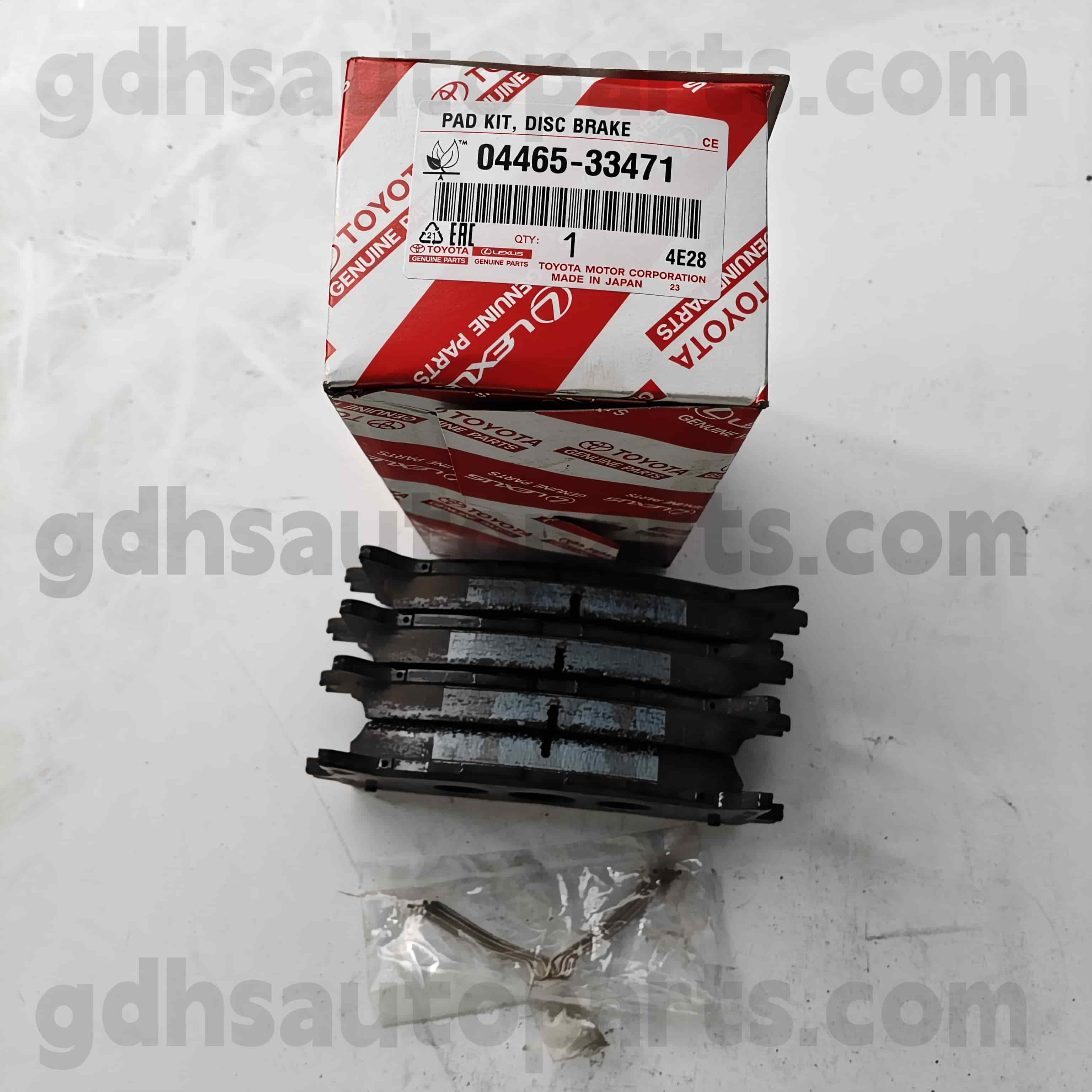 04465-33471 Toyota ehtsad osad eesmised piduriklotsid Camry jaoks 、 Lexus ES240/350 šassii nr. ACV51, ASV50, AVV50..taiw