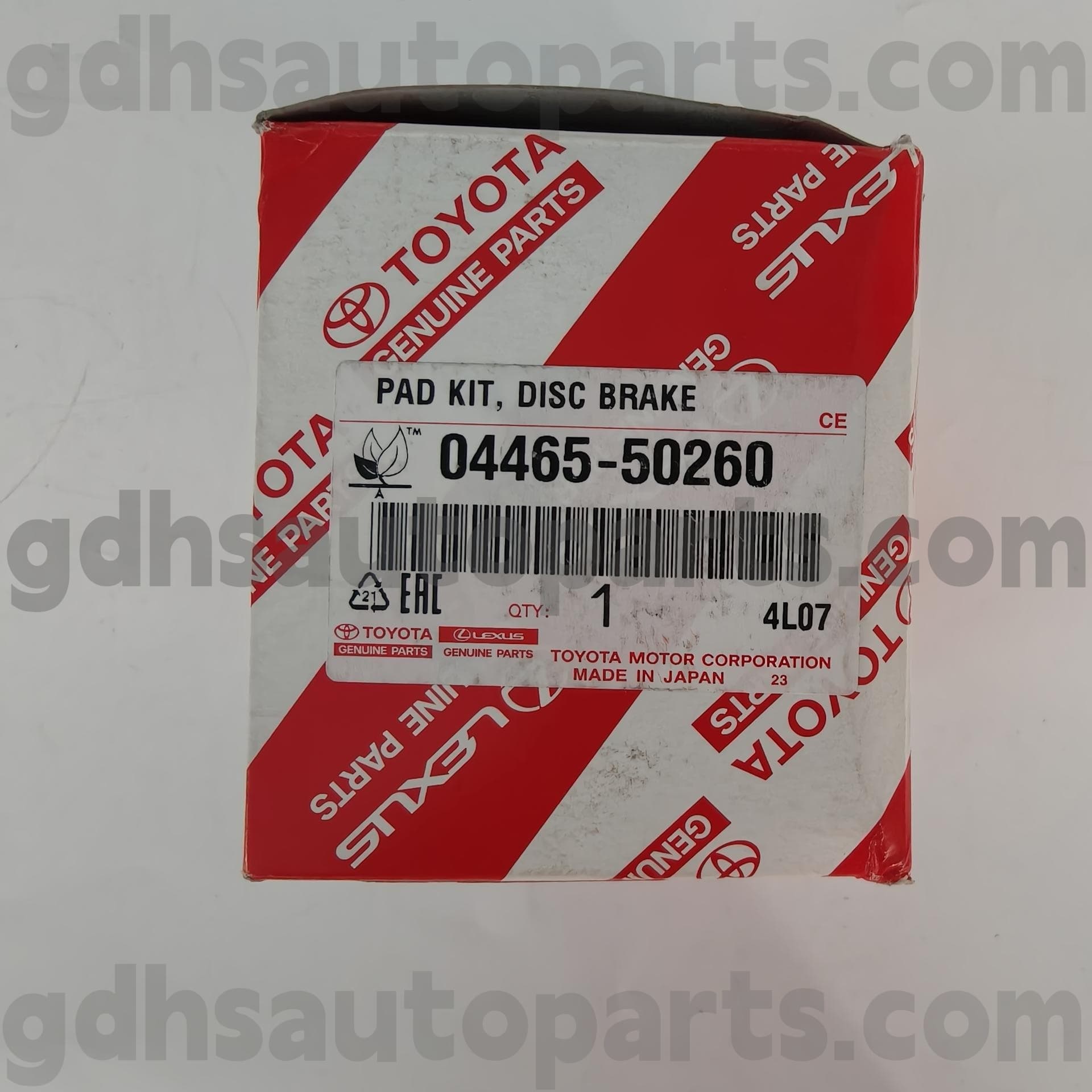 04465-50260 Toyota ehtsad osad esiosa piduriklotsid LS460/460L jaoks, LS600H/600HL šassii nr. USF4# UVF4#
